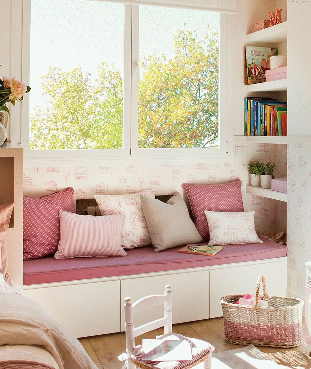 interior of a nursery for a girl