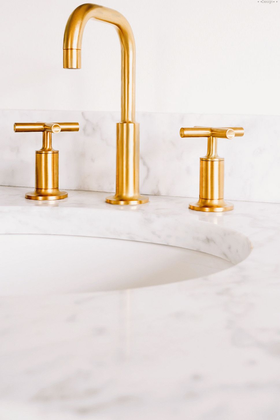 Golden plumbing in the bathroom