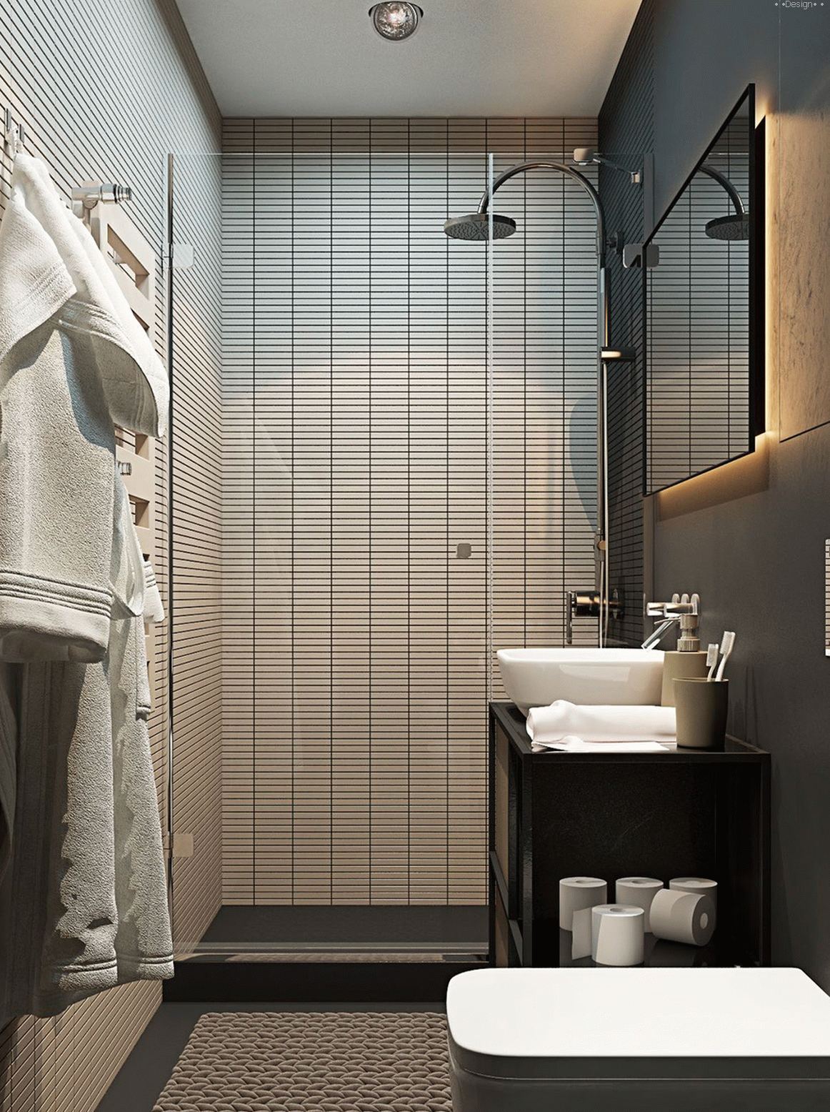 design of a small bathroom with shower