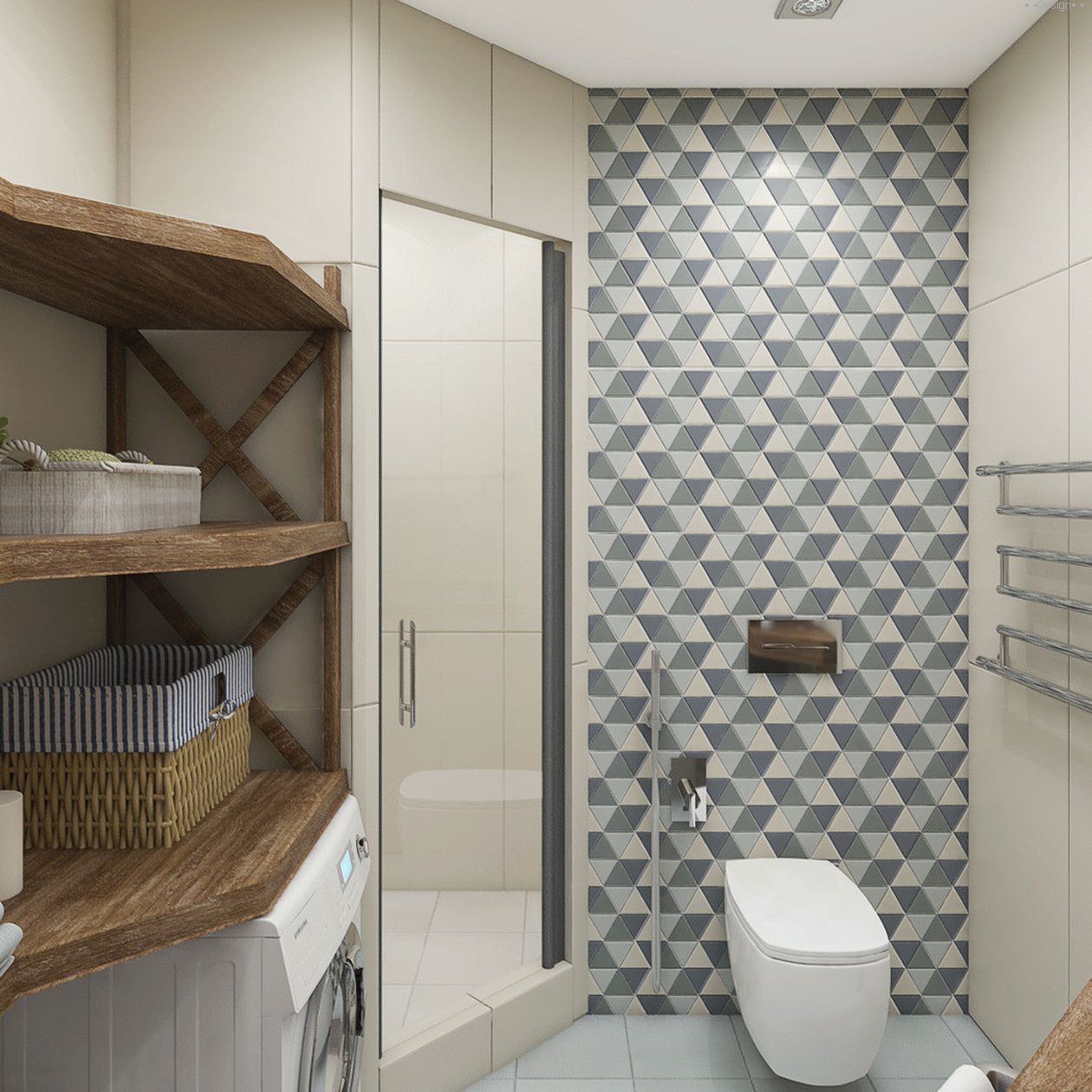 design of a small bathroom with a washing machine