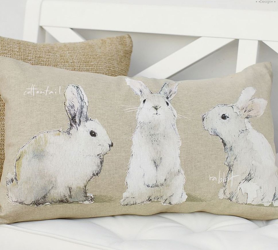 pillow with hares