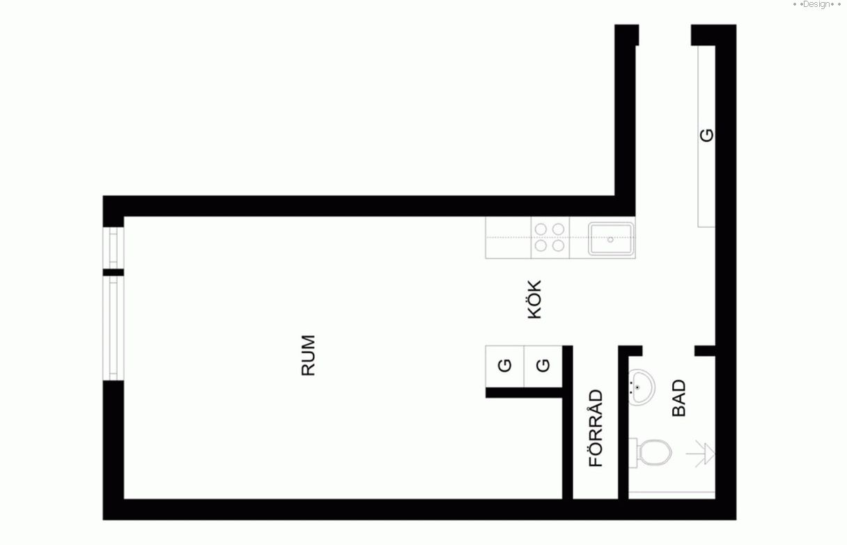 plan of a small studio apartment